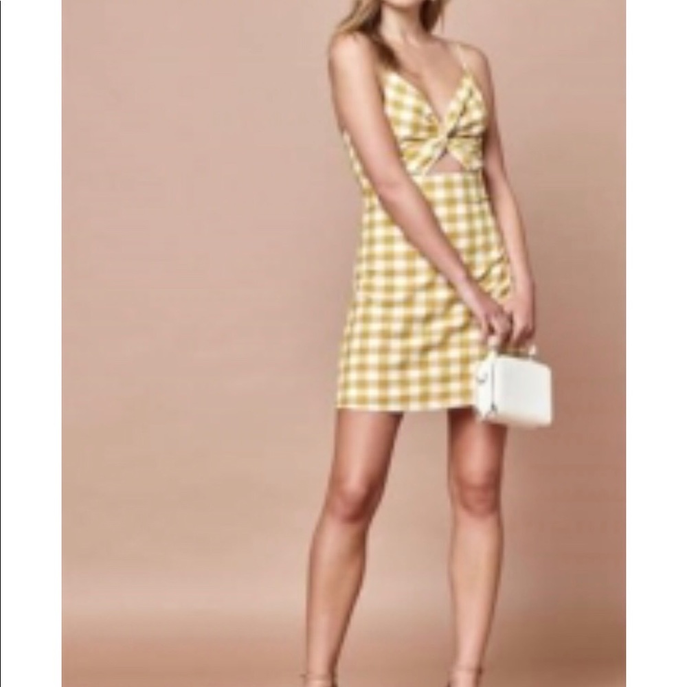 Pacsun yellow gingham twist front dress